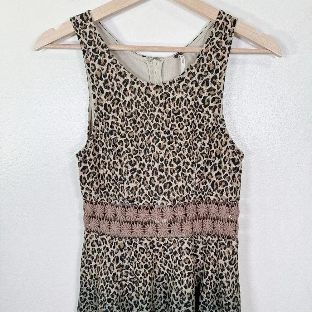 FREE PEOPLE Womens Size 2 Leopard Ombre Lace Daisy Dress - Picture 2 of 11